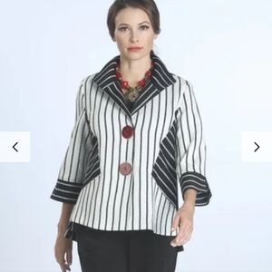 IC By Connie K Striped Jacket Blazer Red Buttons Artsy Size S